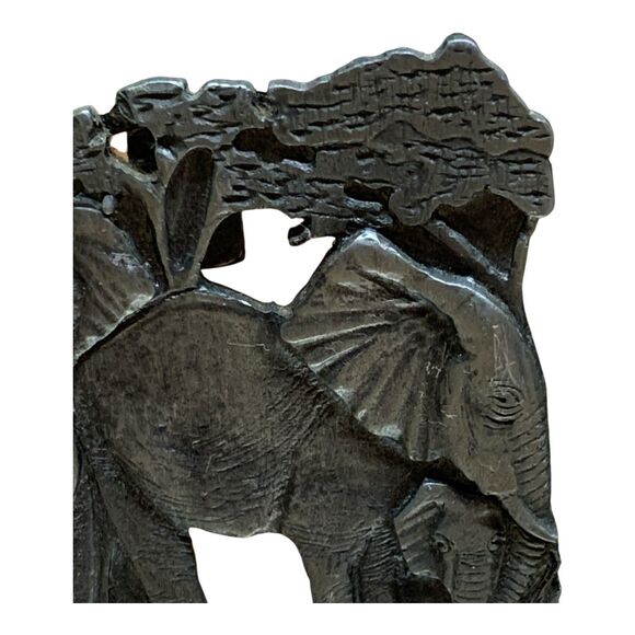 Vintage METZKE Pewter Bookends African Elephants 3-Dimensional Metal Patina - Picture 4 of 16